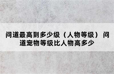 问道最高到多少级（人物等级） 问道宠物等级比人物高多少